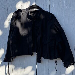OOTDFash Black Utility Jacket with Flap Pockets